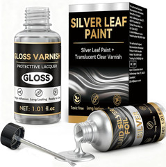 Liquid Silver Leaf Paint Kit, Water-Based Metallic Silver Paint, Quick Dry with