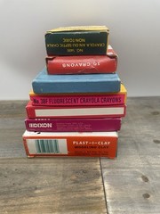 Lot Of 6 Vintage Crayons And Art Supplies All Different, All Used, Partial Packs