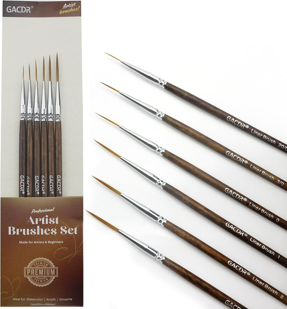 Rigger Liner Brushes, 6 Pcs Extra Long Fine Tip Paint Brush Set Script Pinstripi