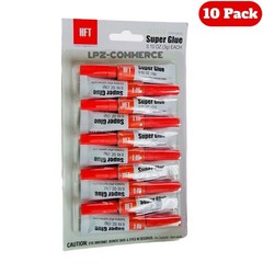 10 Pack Super Glue High Strength Quick Dry 3 Sec Thick Formula Wood Metal Glass