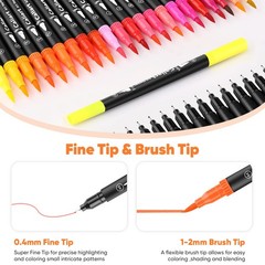 72 Colors Double Tip Brush Pens Art Markers, Artist Fine & Brush Pen Coloring…