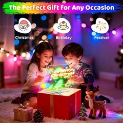 16“ Rechargeable LED Drawing Board, 9-Color Light Modes with Timer & White