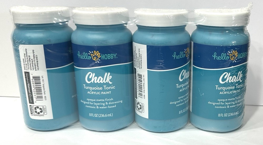 Acrylic Paint TURQUOISE TONIC Blue Green Teal Hobby Chalk 8 fl oz LOT OF 4, NEW