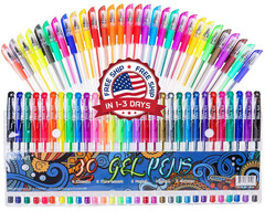 30 Colors Gel Pens Set Glitter Metallic Fine Point for Adult Coloring Book Art
