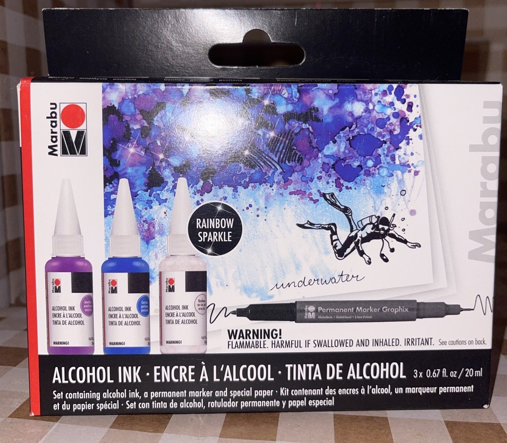 Marabu Alcohol Ink Set, 20ml, Underwater Set 3 Colors & Marker NEW