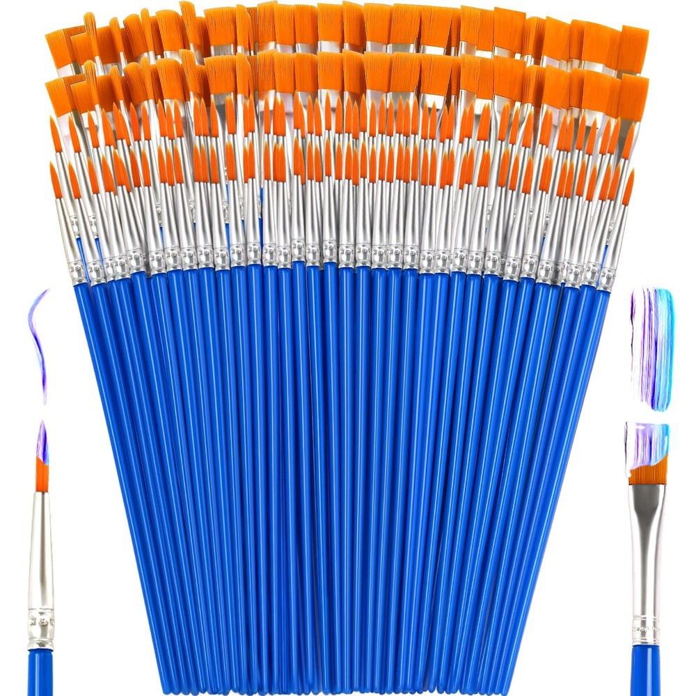 Small Paint Brushes Bulk, 160 Pcs Flat Tip Round Acrylic Paint Brushes for Ki…