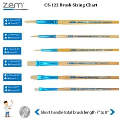 ZEM Classroom Colors Natural Hog Bristle Firm Artist Brush Sets 6 Types