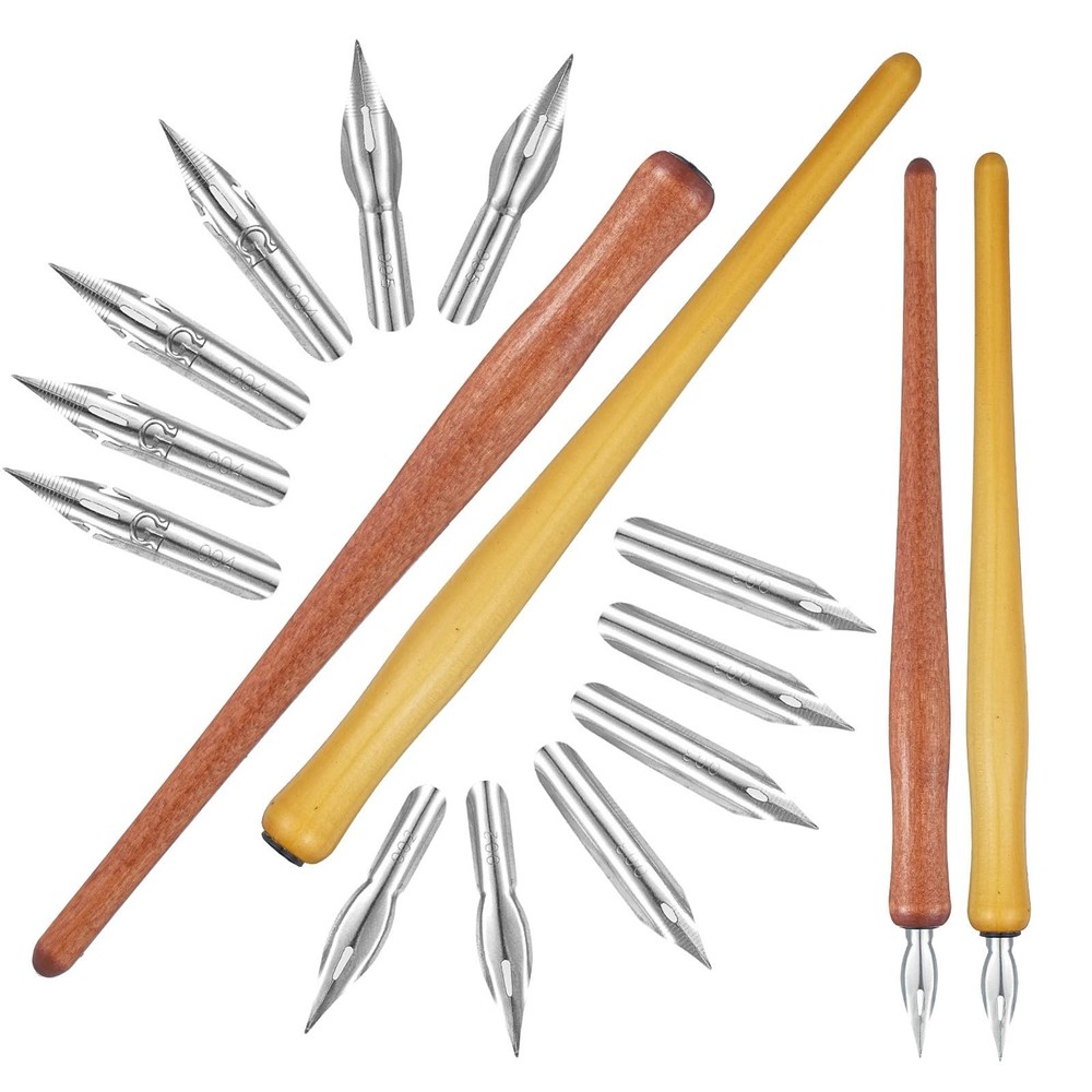 Dip Pen Set, calligraphy set,drawing pen Includes 2 Wooden Pen Holders and 12…