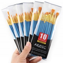 AROIC Paint Brush Set, 10 Pack 100 Pcs Acrylic Brushes 100pcs, Blue