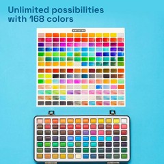 ARTISTRO 168 Color Watercolor Paint Set – Portable Paint Art Kit with Palette an