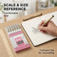 Yardlio Fineliner Pens Set of 6 Journaling Drawing Writing Pens Bulk (Lot of 20)