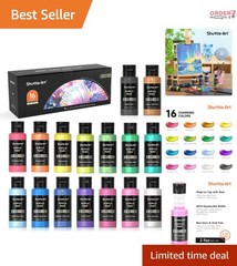 Color Change Acrylic Paint Set 16 Colors Shimmering Iridescent Artist Craft