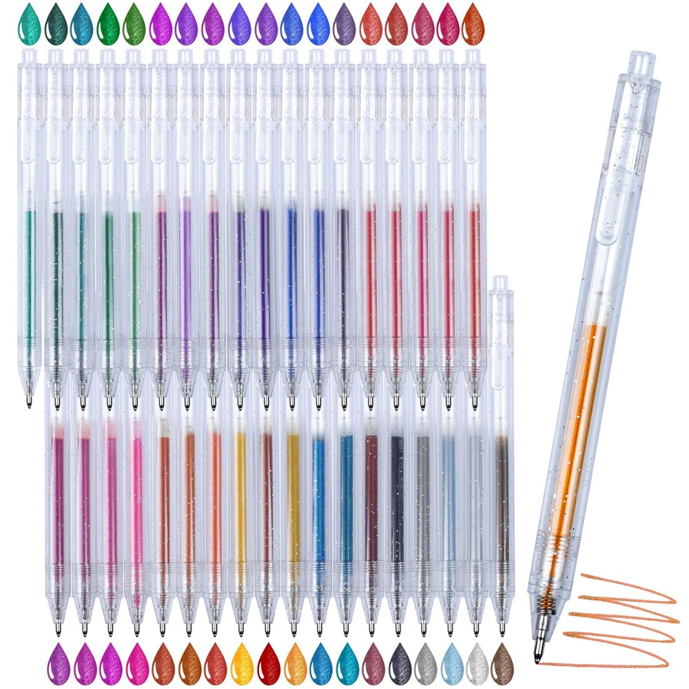 XWT Retractable Glitter Gel Pens 36 Colors Fine Point Art Set