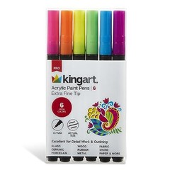 PRO Extra Fine Pt. Neon Paint Pens, 0.7mm Tip, 6 Neon Acrylic Paint Colors,