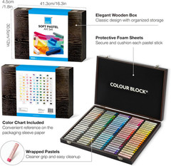 Soft Pastels for Artists – 100 Colors Square Chalk Pastels Set in Wooden Box – V