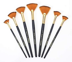 7Pc Fan Paint Brush Set Acrylic, Watercolor & Oil Brushes for Textures & Effects