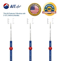 AIT Art Round Paint Brushes, Pack of 3, Miniature Sizes 20/0, 10/0, 3/0, Acry…