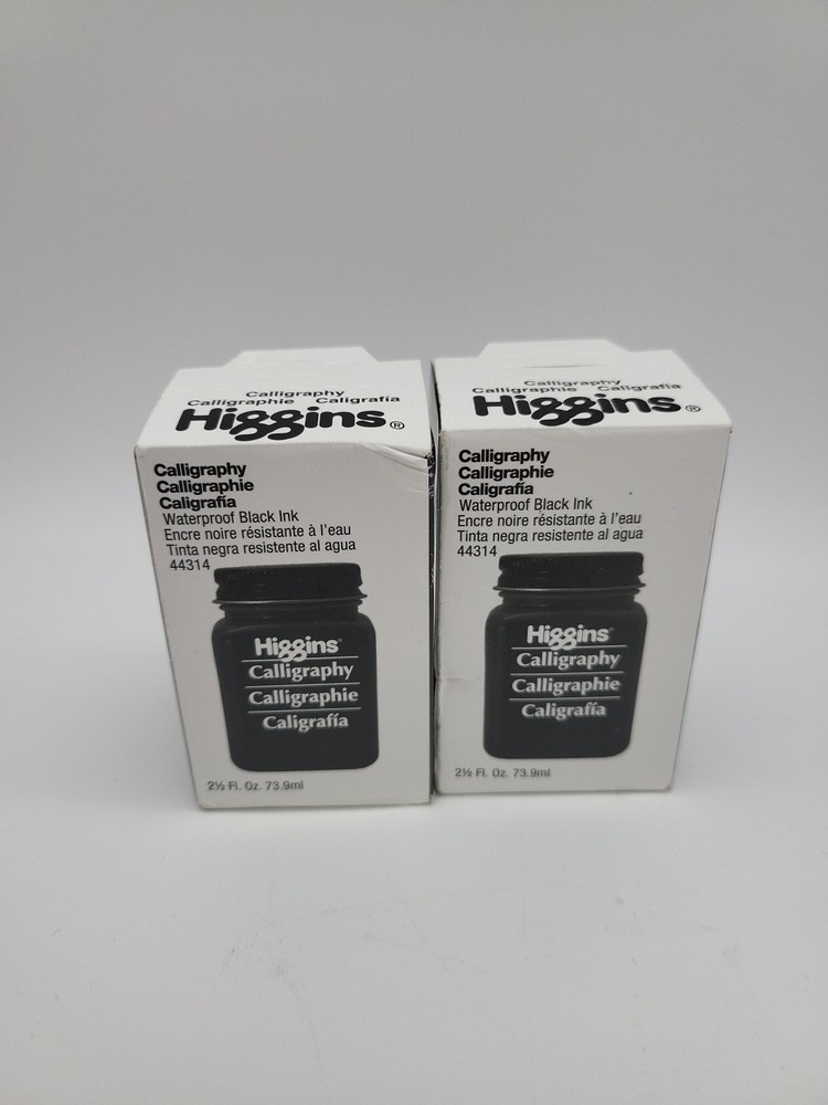 Higgins Black Calligraphy Ink, 2.5 Ounce Bottle (44314) Lot Of 2