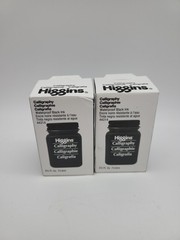 Higgins Black Calligraphy Ink, 2.5 Ounce Bottle (44314) Lot Of 2