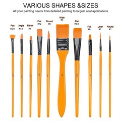 Acrylic Paint Brushes Set – 1 Pack/10 pcs Watercolor Brushes Painting Brush N…