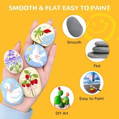 Simetufy 30 River Rocks for Painting 1.2-3.5 inch, Natural Stones, Smooth & F…