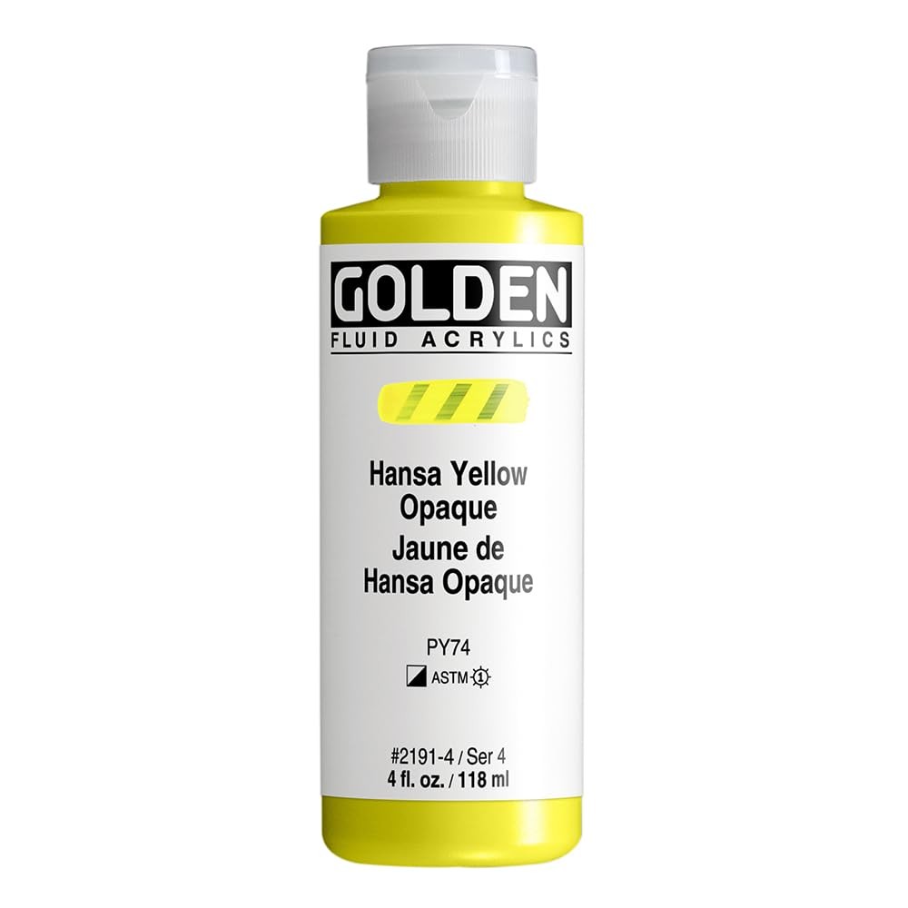 Fluid Acrylics Hansa Yellow Opaque Professional Paint SemiOpaque 4 Fl Oz