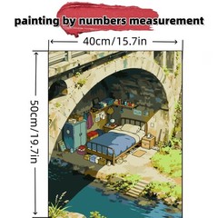 Paint by Numbers Kit for Adults Beginner,Bridge Hole House Paint by Number Kits