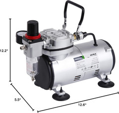 Timbertech Airbrush Kit with Compressor AS18-2K Basic Start Kit with Air Hose, C