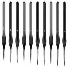 Premium Paint Brushes Set of 10 Miniature Extra Fine Detail Model Craft Nail Art