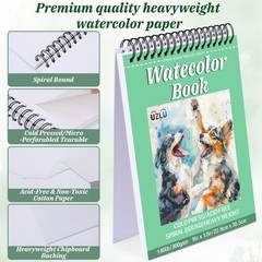 Watercolor Paper Pad 9×12 Inch 140lb/300gsm Spiral Bound Book 6 Pack