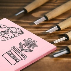 10 Pcs 4 x 6 Pink Soft Rubber Art Linoleum Carving Block Crafts