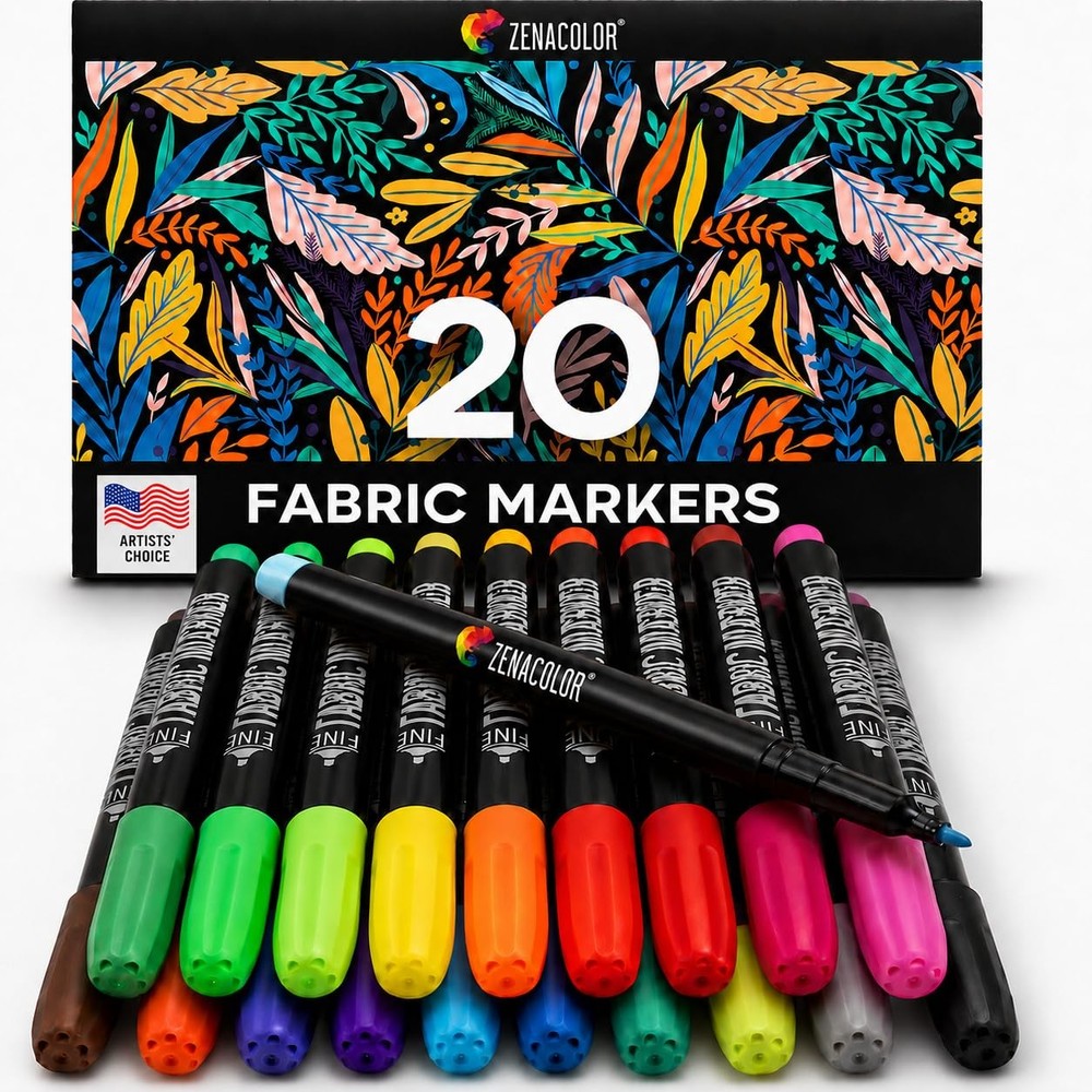 20 Fabric Markers Pens Set – Indelible and Permanent Fabric Paint Fine Point