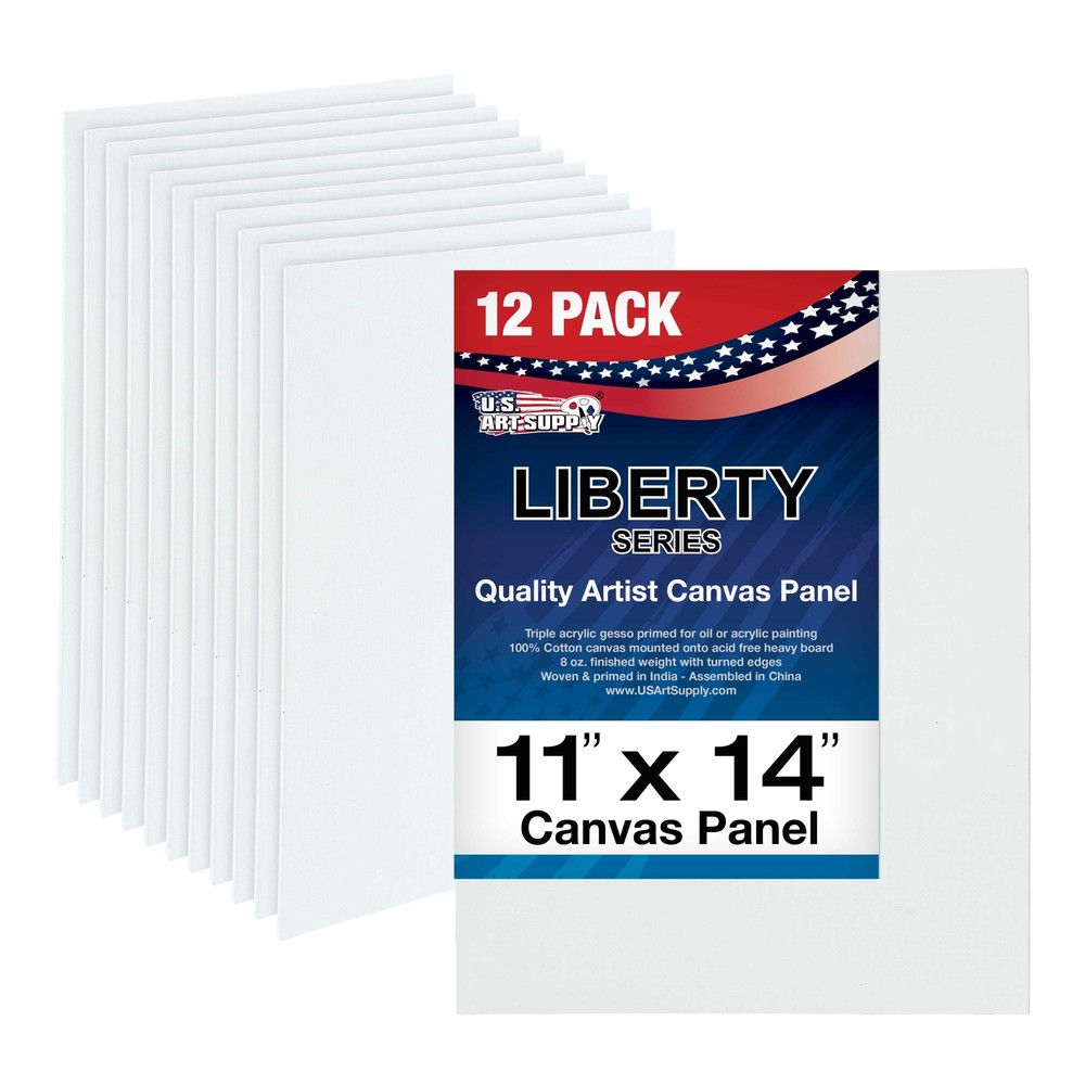 Blank Cotton Canvas Panels 11″x14″ 12 PK Mounted Art Boards Paint Supplies Craft