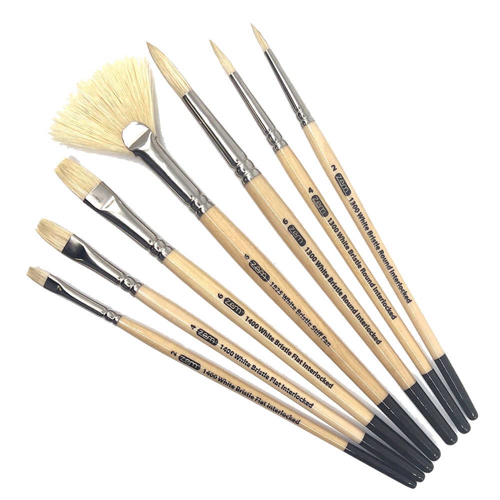 AS-124 Stiff Hog Bristle Brush Set 7 pcs Combo