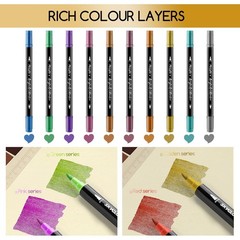 24 Color Dual Tip Metallic Acrylic Paint Pens for Rock Painting, Metallic Mar…