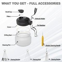 Airbrush Cleaning Kit Spray Wash Pot Stabilizer Jar Bottles Holder…