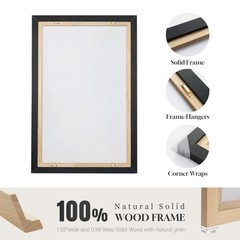 Large Framed Black and White Gray Abstract Wall Art, 3 Piece Modern Canvas Pr…