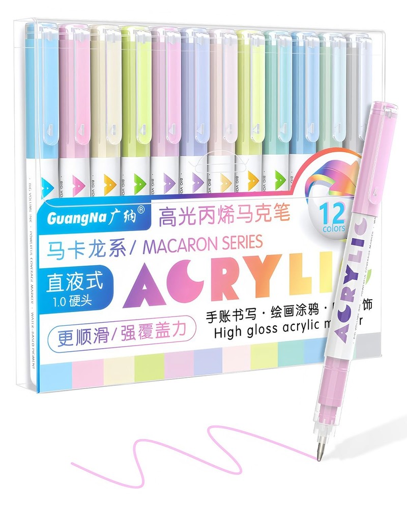 12 Color Macaron Pastel Acrylic Fine Tip 1.0mm Gel Pens Rollerball Tip