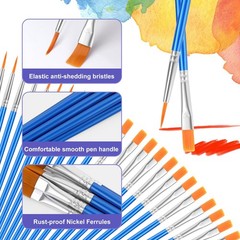 Small Paint Brushes Bulk 160 Pcs Nylon Hair Flat and Round Pointed Acrylic