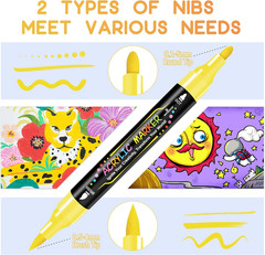 30 Colors Dual Tip Acrylic Paint Markers Pens- Premium Acrylic Paint Markers, Br