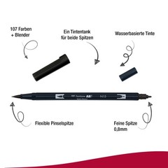 Tombow Dual Brush Pen, Abt, N15 (AB-TN15) 1 Count (Pack of 1), Black