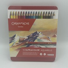 Caran D’Ache 18 Water Soluble Pencils Supracolor Soft Aquarelle in Metal Tin