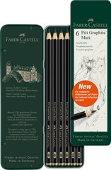 Pitt Graphite Matte Pencil Set 6 Pencils Metal Tin B-12B Sketching Drawing
