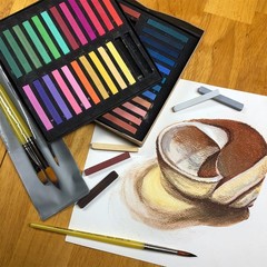 Charvin Artist Colored Chalk Pastels (Set of 48) – Water Soluble, Assorted Pa…