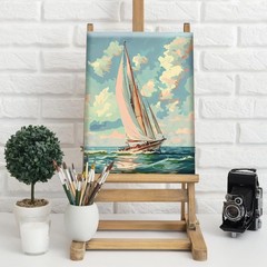 Sailboat Paint by Number for Adults Framed Canvas, DIY Arts and Crafts for Adult