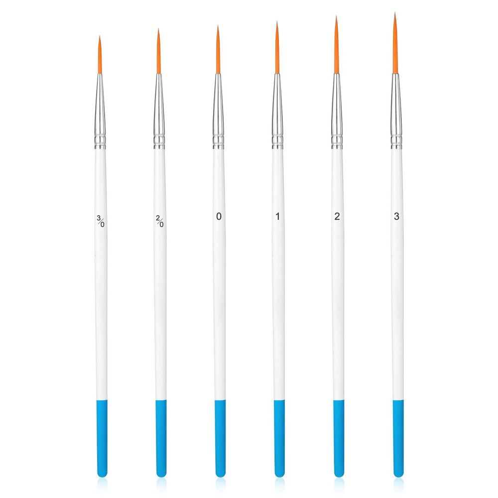 6 Pcs Script Liner Paintbrush, Extra Long Fine Point Tip Brush, Blue