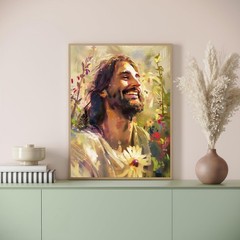 Paint by Numbers Kit for Adults, Jesus and Flowers Paint by Number for Adults,Ac