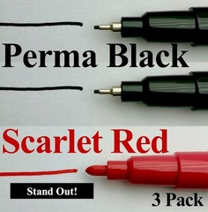 ALCOHOL RESISTANT Markers, FINE POINT, Designed 1 Count (Pack of 3), black