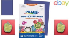 Medium Weight Blue Construction Paper, 50 Loose Sheets, Perfect for School Use