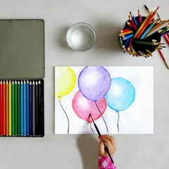 6Pcs, Watercolor Pencil for Coloring Drawing Painting Sky Blue